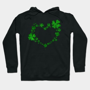 St. Patrick's Day Heart Shaped Clover Design Hoodie